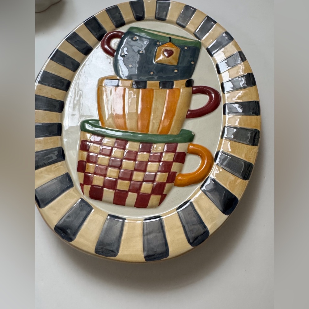 Sakura Debbie Mumm hand painted surface . 1998 vintage serving platter .